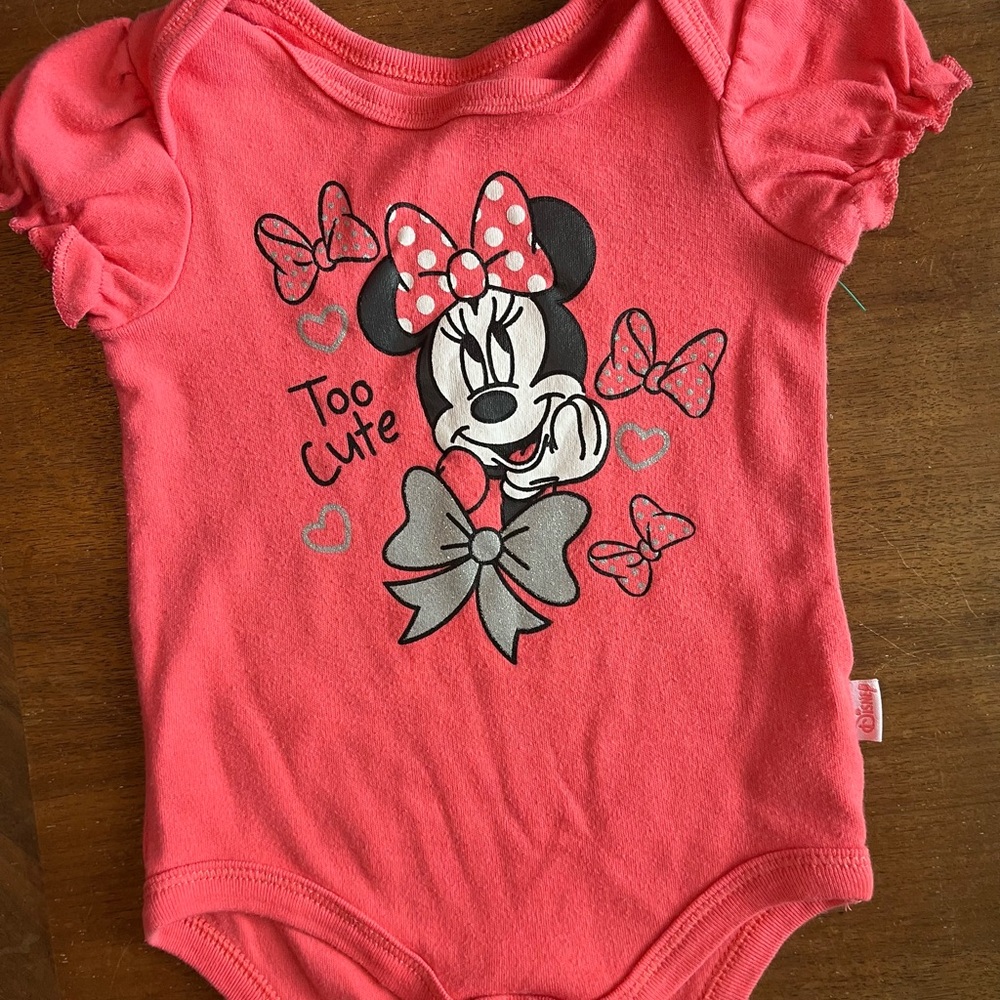 Disney Coral Pink Minnie Mouse One-Piece Bodysuit